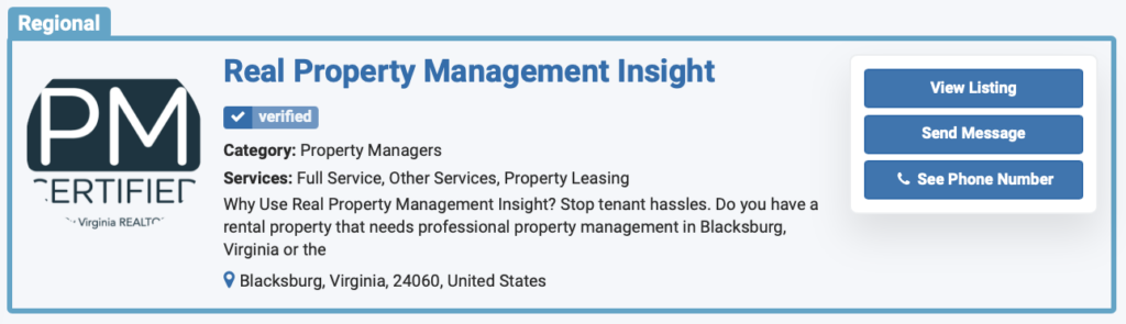 Results in our real estate directory for  the property management company Real Property Management Insight